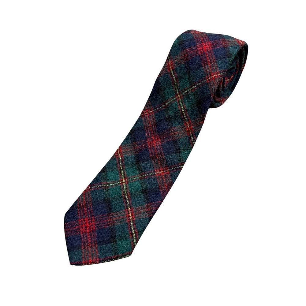 Vintage 60s Pendleton Necktie Tie Plaid 100% Virgin Wool Red Blue Multicolor USA